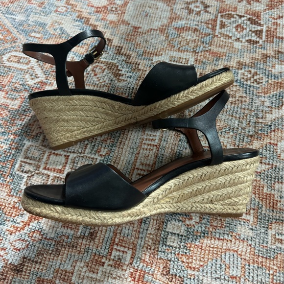 Cole Haan Black Espadrille Wedge Sandals - Picture 5 of 12